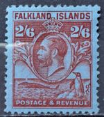 Falkland Islands KGV  1929-37 2/6 Carmine on Blue Comb Perf 14  Mint  sg 123