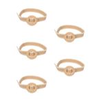 5Pcs Women Summer Woven Belt Adjustable Buckle Durable Braided Beige Waist Belt