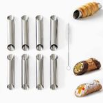 8 Pcs Cannoli Tubes Molds with Cleaning Brush, 5 x 1.01 Inch Cannoli Forms