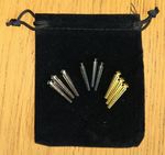 Cribbage Pegs 9no  metal pegs complete with black felt   drawstring bag  