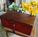 Large Georgian Flame Mahogany Box with Lock & Key, Circa 1820