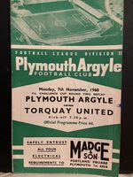 Plymouth Argyle Vs Torquay United, 7th Nov 1960, LEAGUE CUP, SUPERB CONDITION