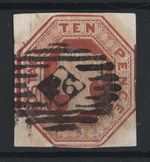 GB 1847 10d embossed cut square, 3 margins as scan, clever repair otherwise