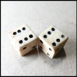Antique 2 x Dice Bone Small 9mm Handmade Gaming Roll the Dice Cards PAIR