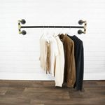 Industrial Steel Wall Mounted Single Clothes Rail Raw Steel & Brass Pipe Style!!