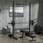 Adjustable Squat Rack with Pull-Up Bar and Barbell Bar for Home Gym