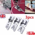 Set of 3 Rolled Hem Presser Foot Sewing Machine Snap on 3mm 4mm 6mm