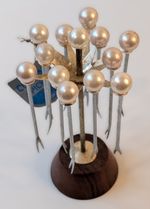 RARE Vtg Cocktail Pick Set Cocktail Forks Pearl Accents Collectible Barware MCM