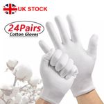 24 pairs, 100% COTTON WHITE GLOVES Moisturising Eczema Butler Beauty ONE SIZE AD