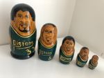 DETROIT PISTONS NESTING DOLLS VINTAGE WOODEN BASKETBALL RUSSIAN DOLLS MATRYOSHKA