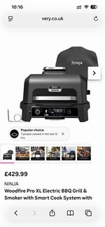 Ninja Woodfire Pro Connect XL Electric Grill/Smoker, Digital Thermometer OG901UK