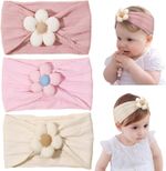 Baby Girl Headbands 3 Pack Soft Nylon Bow Floral Stretchy Hair Bands Infant