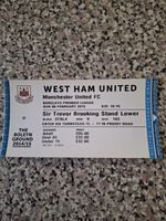 MATCH TICKET PREMIER LEAGUE WEST HAM V MAN UTD 6th feb 2015