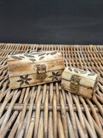 vintage Bone And Brass inlaid Trinket Boxes Set Of 2 - vintage jewellery 