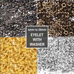 Leather Craft Repair Eyelets with Washer Grommets 4mm 5mm 6mm 8mm 10mm 14mm 20mm