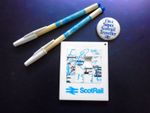 Original B.R. Scotrail puzzle, pens and badge.