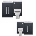 BATHROOM GREY VANITY FURNITURE BASIN BACK TO WALL TOILET COMBINATION UNIT 