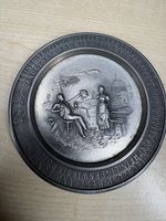 Vintage German ornate pewter frieling zinn Trinket Dish /Wall Hanging 