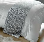 Bed Runner in Crushed Velvet with Silver Metallic Sparkle Geometric Design 