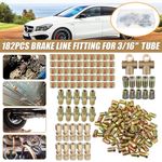 182PCS Brake Pipe Connectors Male Female Kit 2 3 Way 10mm 3/8'' 7/16'' Metric