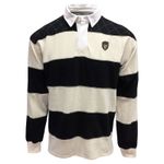 Guinness Rugby Shirt Black Cream Stripe Long Sleeve Clothing 100% Cotton New
