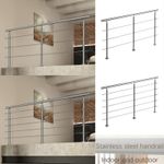 Stainless Steel Handrail for Indoor and Outdoor Use with 3 or 5 Crossbars