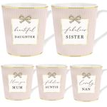 Striped Mug with Diamante Bow and Wording - Choose Design