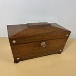Victorian Sarcophagus Box MOP Details 11" Tea Caddy Lined Interior & Key