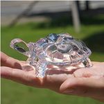 Turtle Figurine Miniature Tortoise Glass Statue Lucky Feng Shui Ornament Decorat