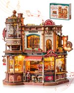 ROKR 3D Wooden Puzzle Dream Coffee Factory DIY Music Box With LED Toy Xmas Gift