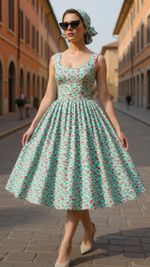 1950s Vintage Retro Rockabilly Dress Petit Fleur print Handmade sizes 14-26