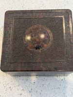 Vintage Art Deco Stadium Bakelite Trinket Box Marbled Mottled Brown 1930s 1940s