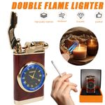 Lighter With Watch Flame Dual Arc Plasma Electric Flameless Windproof Refillable