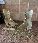 Pair Of 1800s vintage ice skate antique sold brass ornament