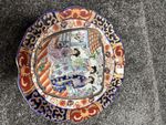 Large Chinese Style Imari Porcelain Display Plate Figures 30cm Red Mark