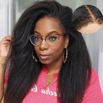 4C Edges Kinky straight Wig Human Hair 13x4 HD Lace Frontal Wigs for black women