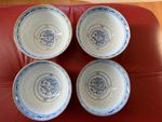 4 x vintage Chinese Jingdezhen Rice Grain 5 claw dragon soup bowls 4.25”