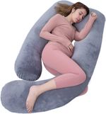 AS AWESLING Pregnancy Pillow, U Shaped Full Body 55 Inch, Dark Grey 