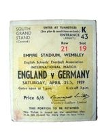 Tickets- 1959 International Match England V Germany , 25 April