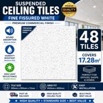 Suspended Fine ND Fissured White Ceiling 595x595mm 48 Tiles Pack 17.28m2