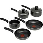 Tefal Delight B020S544 Non-Stick 5 pcs Frying Pan Saucepan Cookware Set, Black