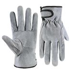 Leather Gardening Gloves for Men Women, Waterproof Work Gloves Large