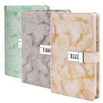 A5 Notebook PU Leather Password Code Lock Book Marble Journal Diary Gifts