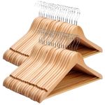 WOODEN COAT HANGERS SUIT GARMENTS CLOTHES WOOD HANGER TROUSER BAR SET