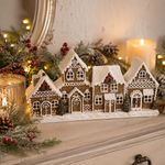 Gisela Graham Light Up White Iced Gingerbread Village Christmas Decoration