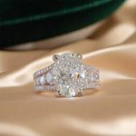 4Ct Oval Cut Natural Moissanite Engagement Wedding Ring Solid 14K White Gold