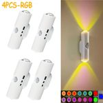 4PCS Magnetic RGB LED Night Light Smart Motion sensor USB Rechargeable Ambient