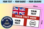 50x CUSTOM , WEATHERPROOF, PERSONALISED FOOTBALL ULTRA STICKERS - 105mm x 60mm