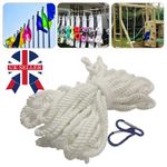 12.5M 6MM White Flagpole Halyard Rope Flag Pole Rope Nylon Braided Cord UK.