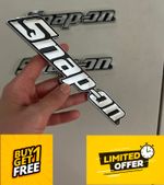 SNAP-ON TOOL BOX LOGO EMBLEM Chrome Silver Name Badge Plate Decal 8" INCH NEW
